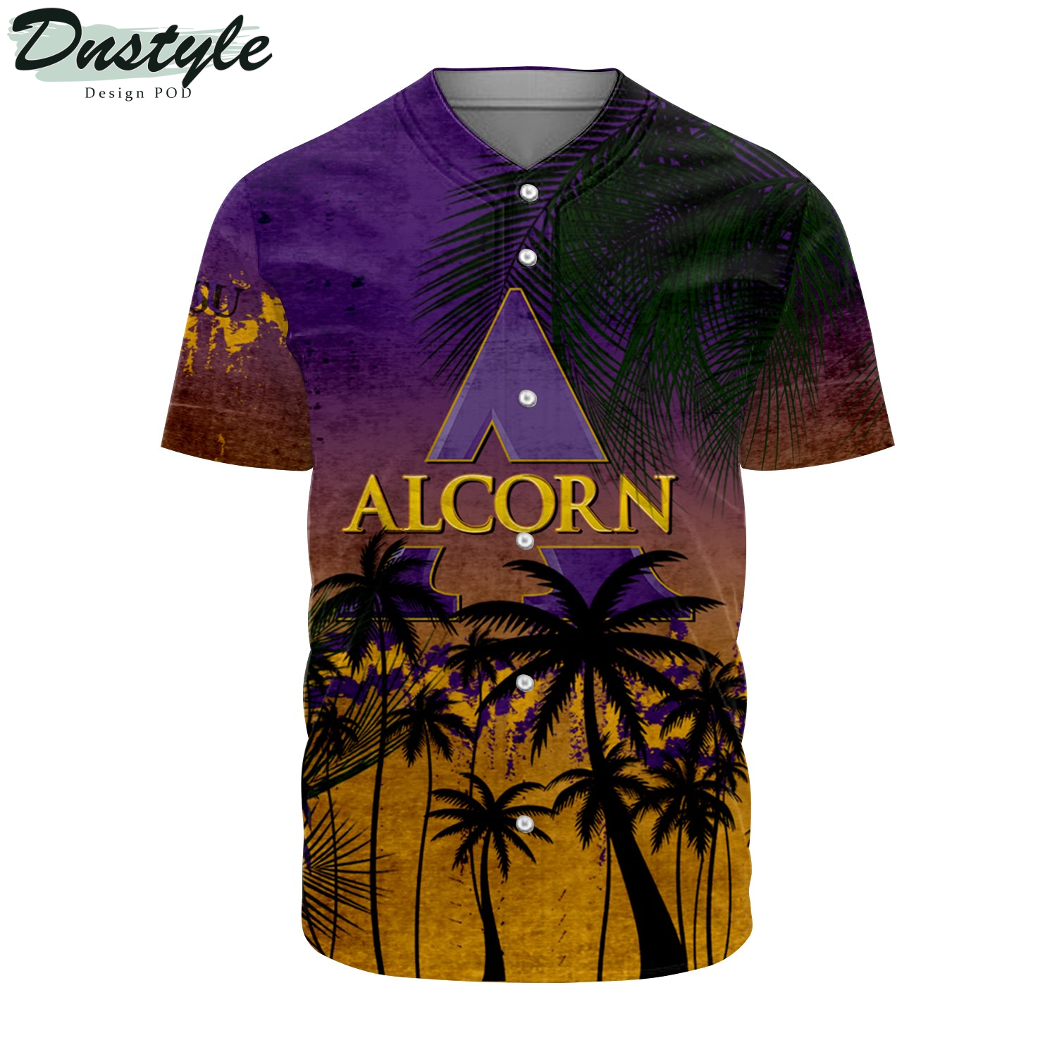 Alcorn State Braves Coconut Tree Tropical Grunge Baseball Jersey