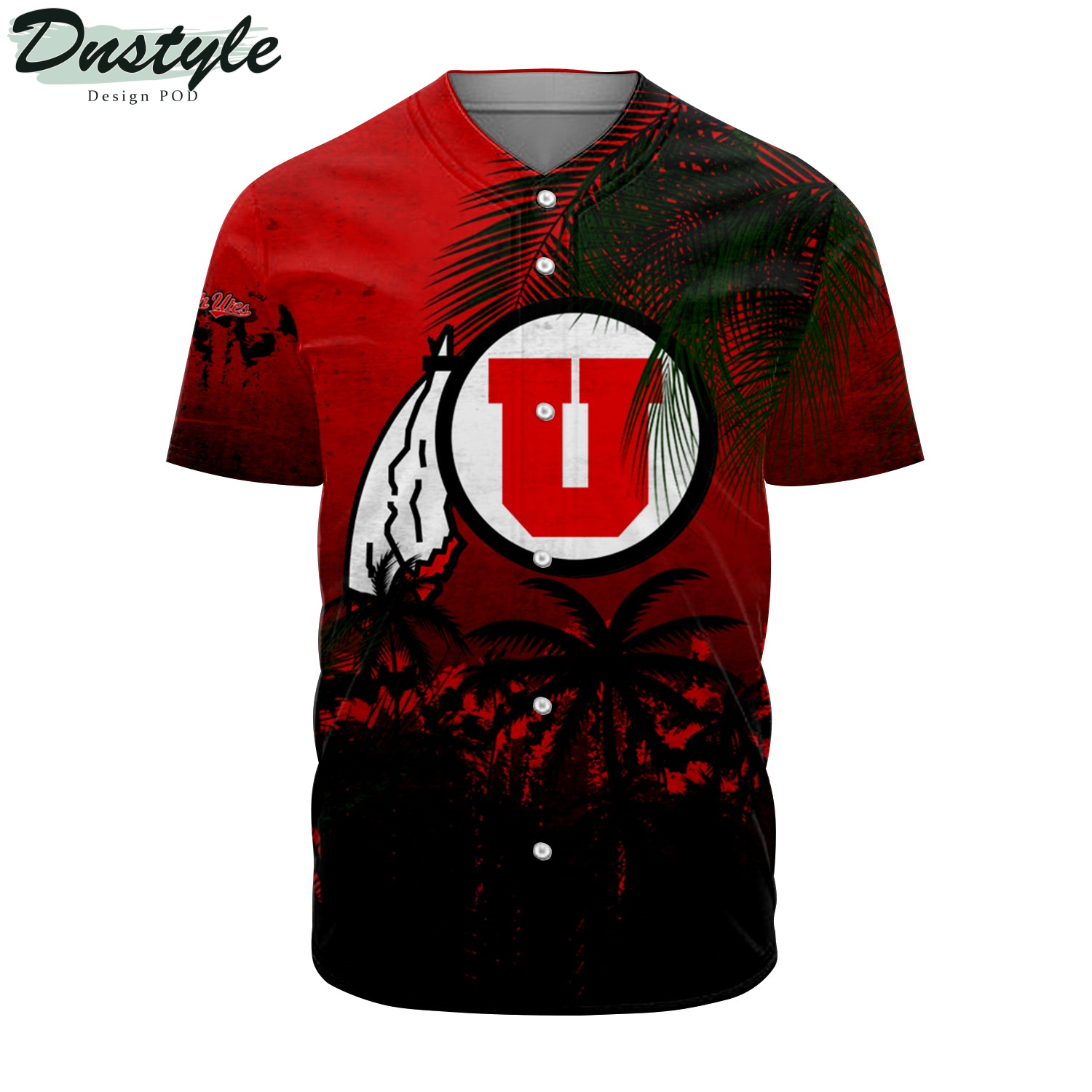 Utah Utes Baseball Jersey Coconut Tree Tropical Grunge