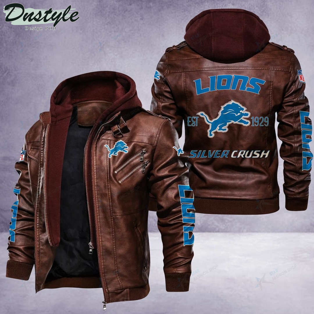Detroit Lions Silver Crush Leather Jacket