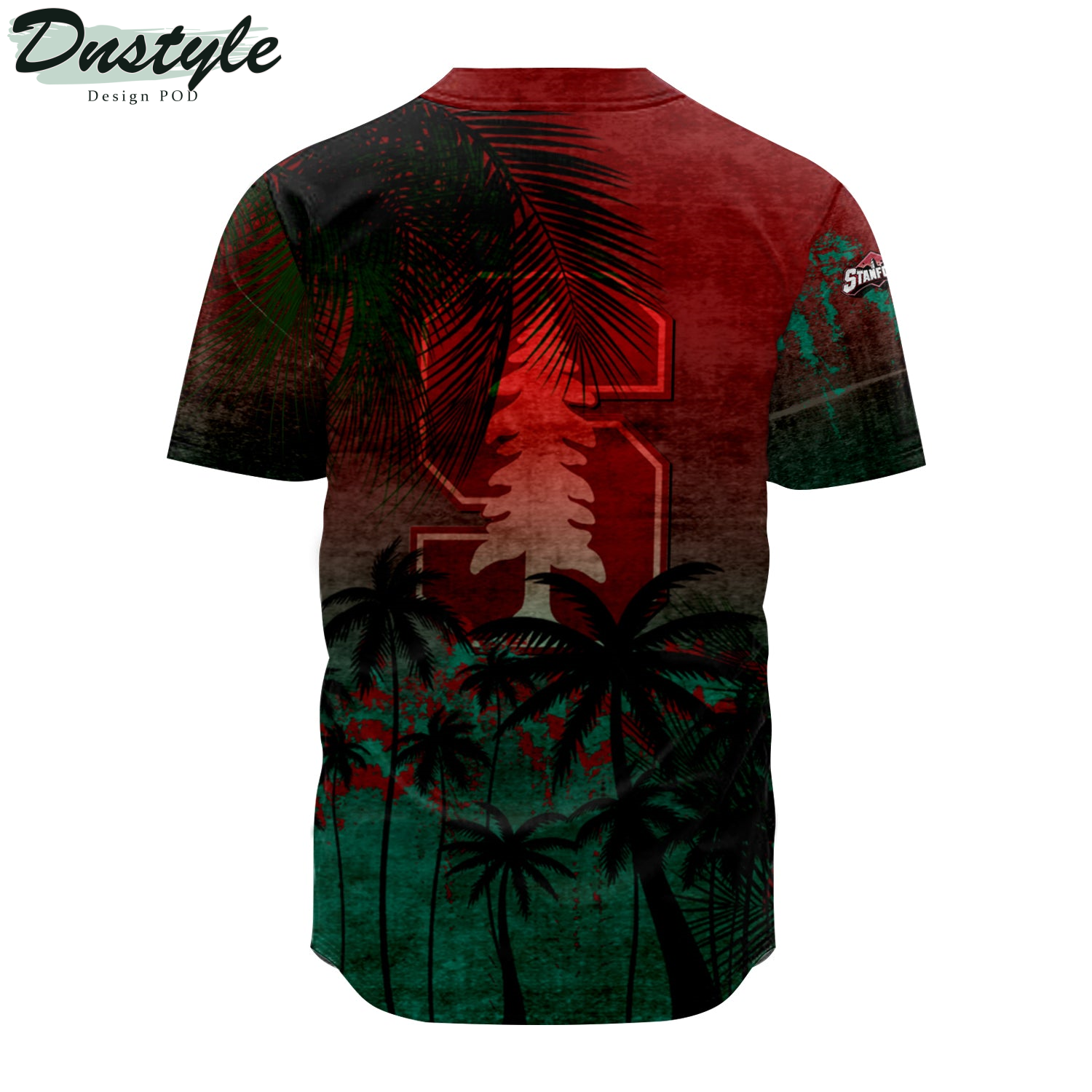 Stanford Cardinal Baseball Jersey Coconut Tree Tropical Grunge