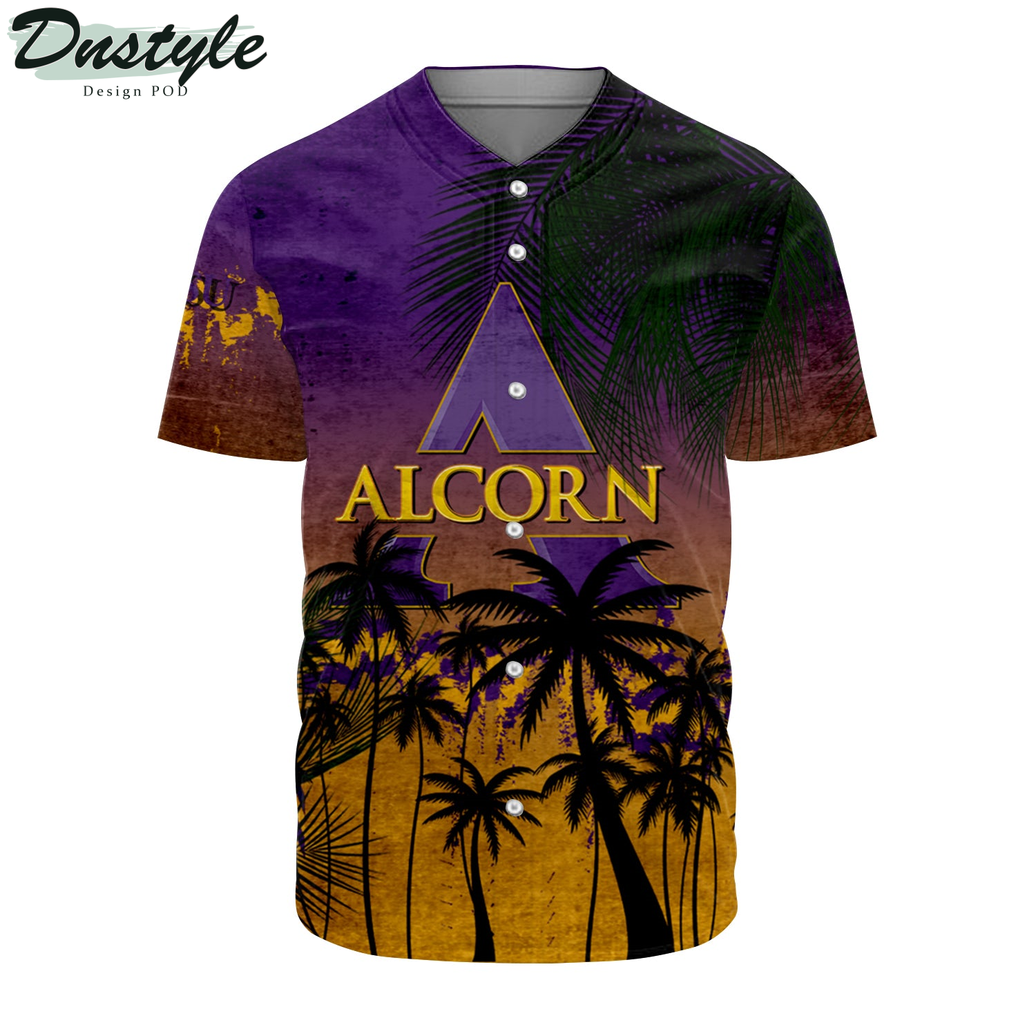 American International Yellow Jackets Coconut Tree Tropical Grunge Baseball Jersey