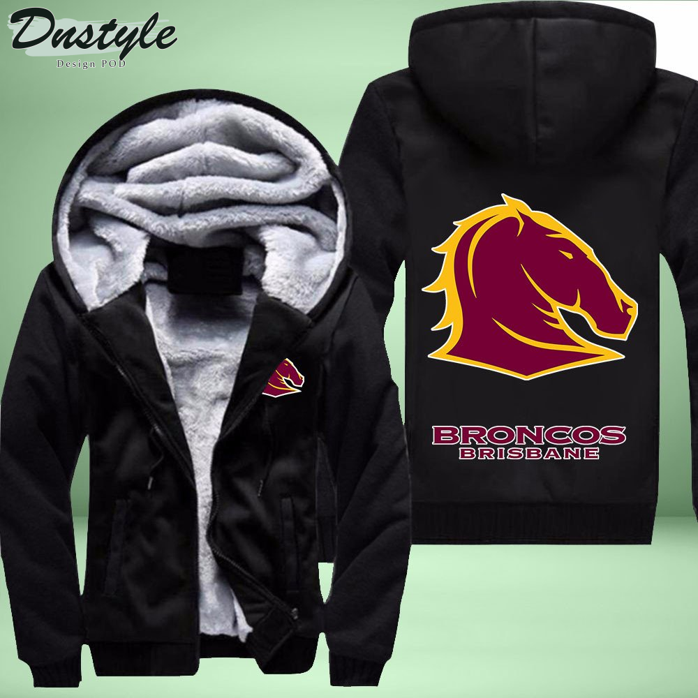 Brisbane Broncos Fleece Hoodie Zipper Velvet