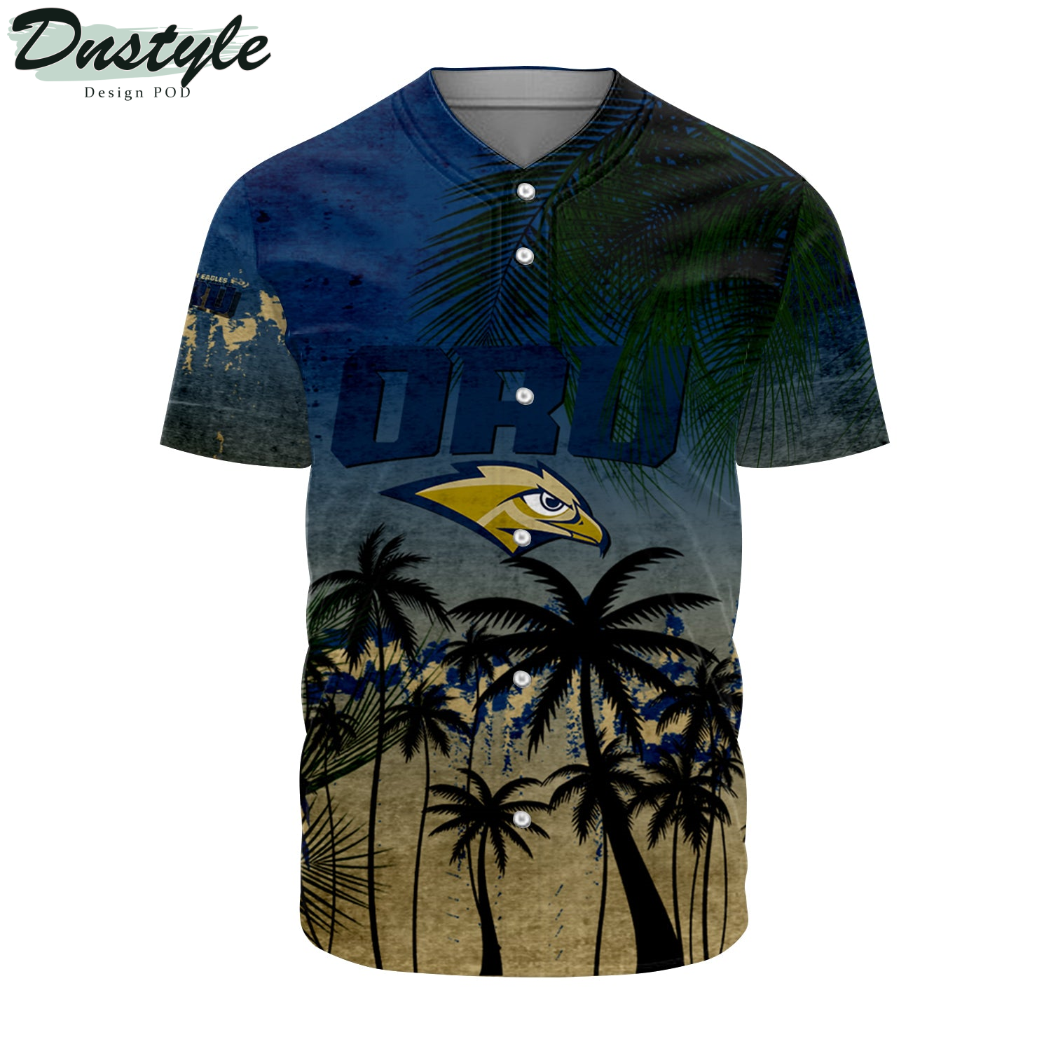 Oral Roberts Golden Eagles Baseball Jersey Coconut Tree Tropical Grunge