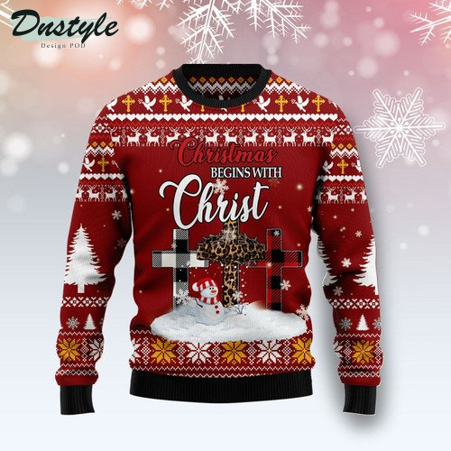 Christian Christmas Begins With Christ Ugly Christmas Sweater