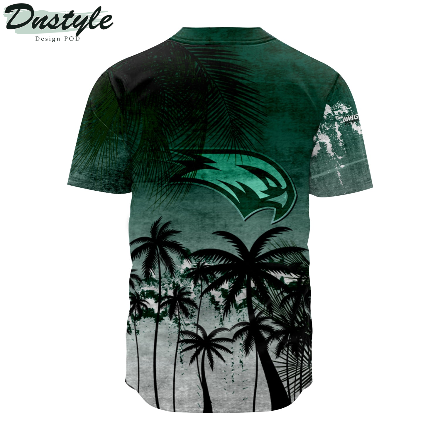 Wagner Seahawks Baseball Jersey Coconut Tree Tropical Grunge