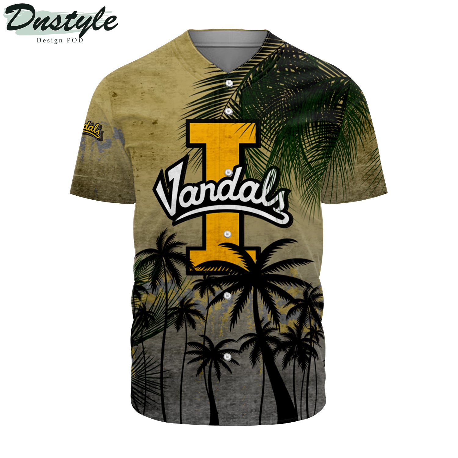 Illinois Fighting Illini Coconut Tree Tropical Grunge Baseball Jersey