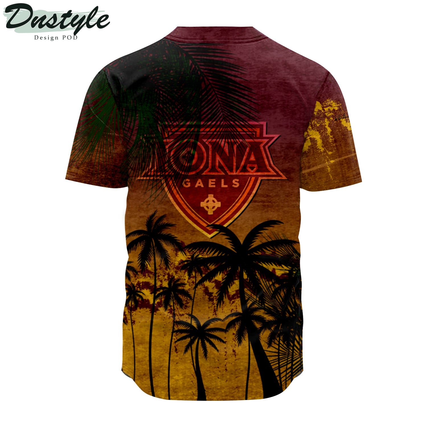 Iona Gaels Coconut Tree Tropical Grunge Baseball Jersey