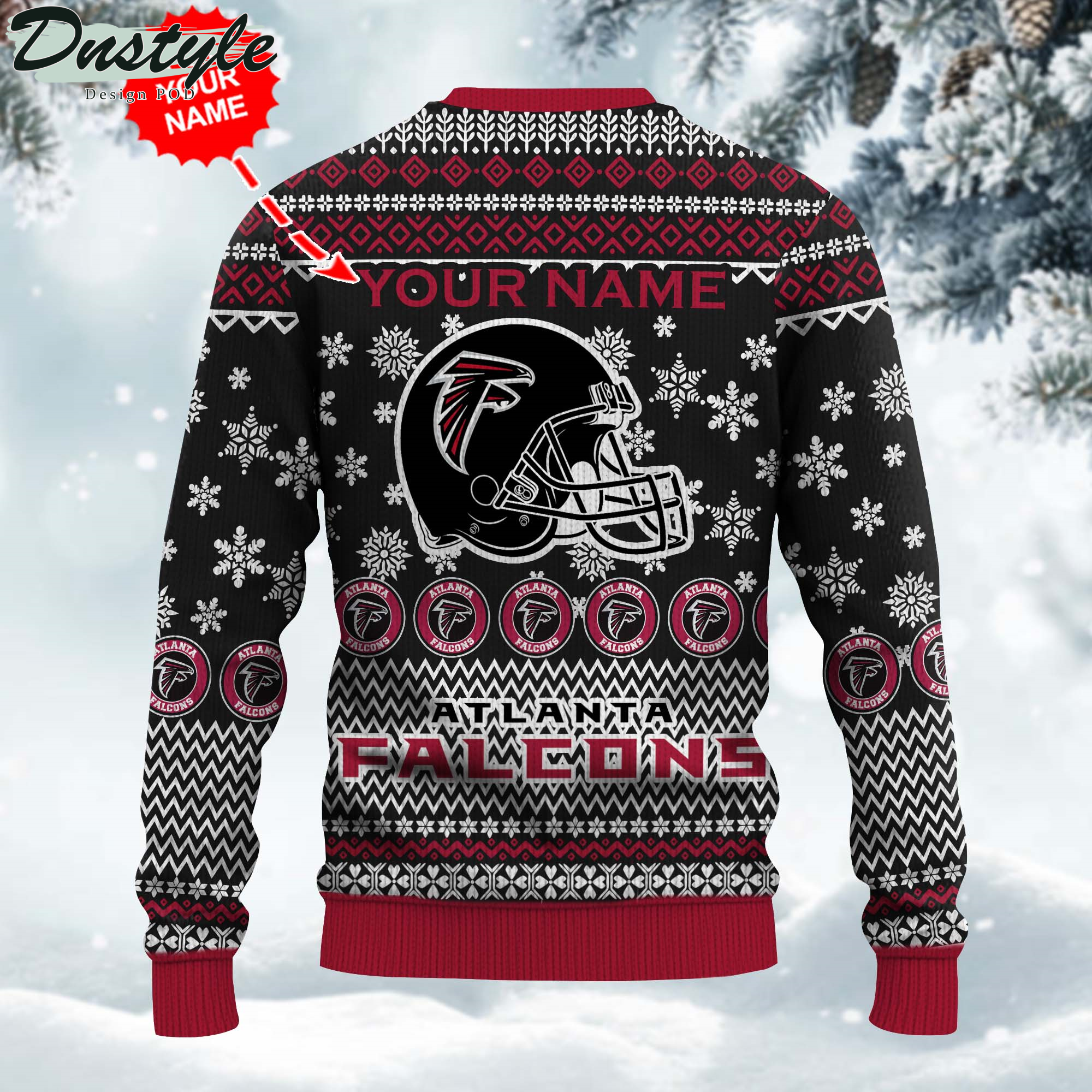 NFL Atlanta Falcons Ugly Wool Custom Name Sweater