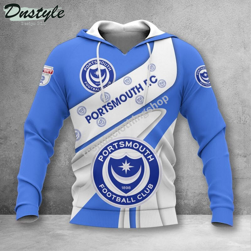 Portsmouth F.C 3d all over printed hoodie tshirt