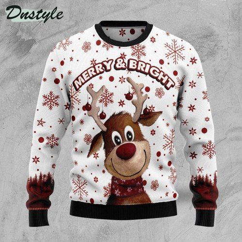 Reindeer Merry & Bright Ugly Christmas Sweater