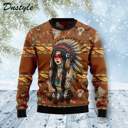 Native American Girl Ugly Christmas Sweater