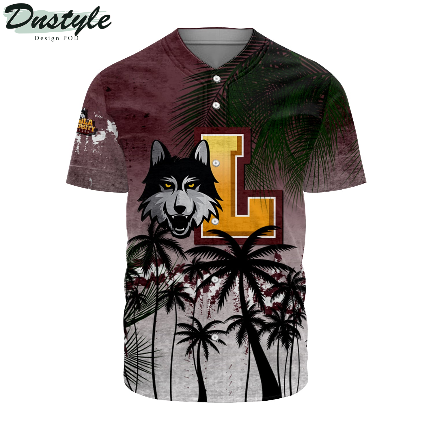 Loyola Ramblers Coconut Tree Tropical Grunge Baseball Jersey