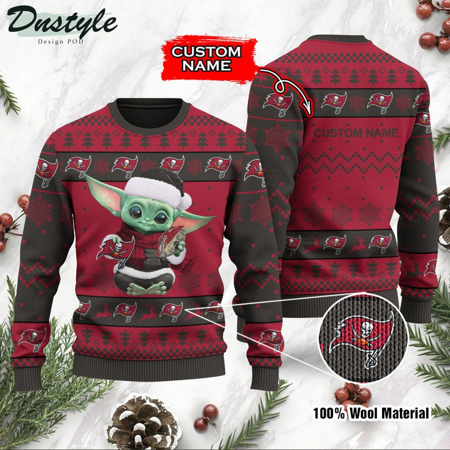 Tampa Bay Buccaneers Baby Yoda Baby Yoda Custom Name Ugly Christmas Sweater