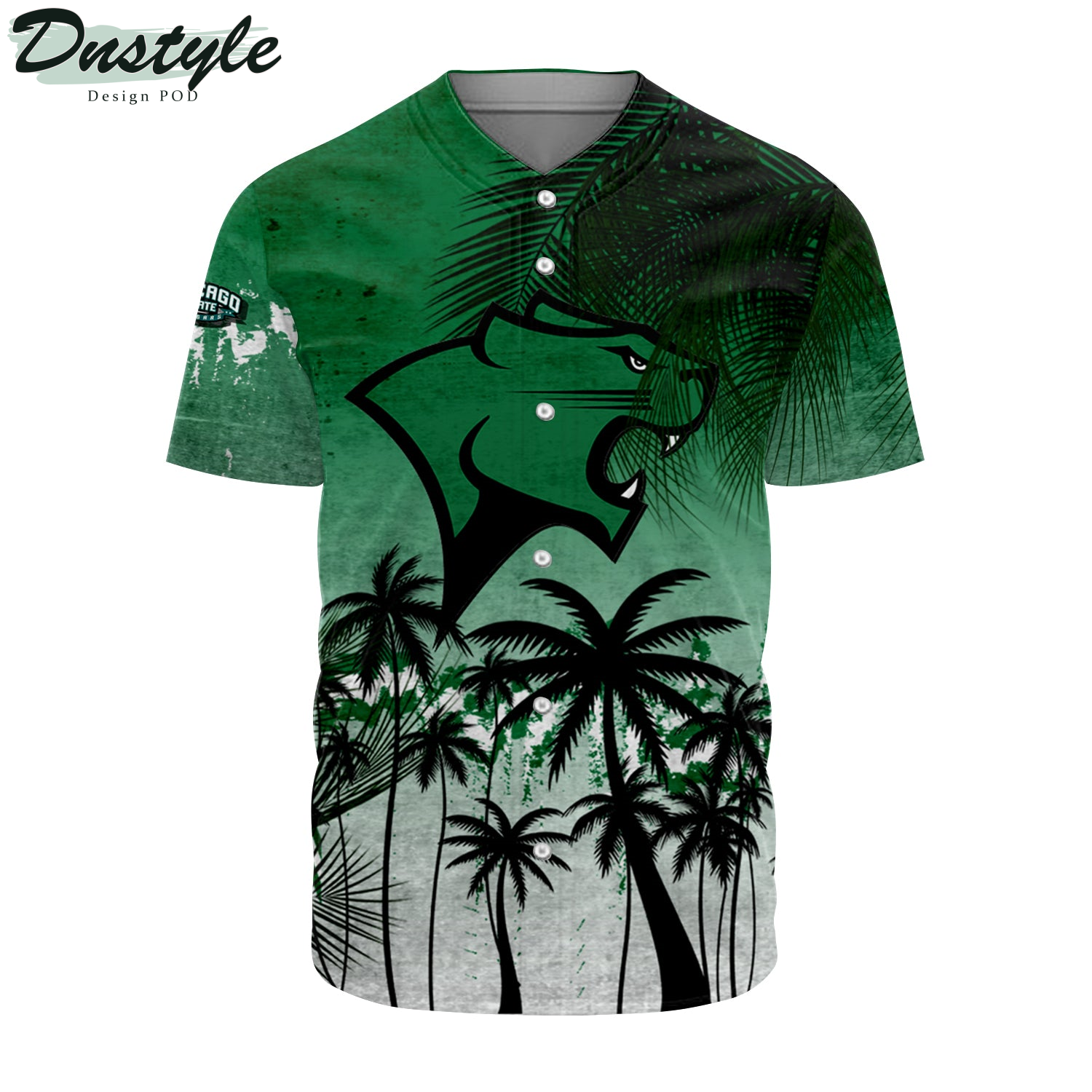 Chicago State Cougars Coconut Tree Tropical Grunge Baseball Jersey