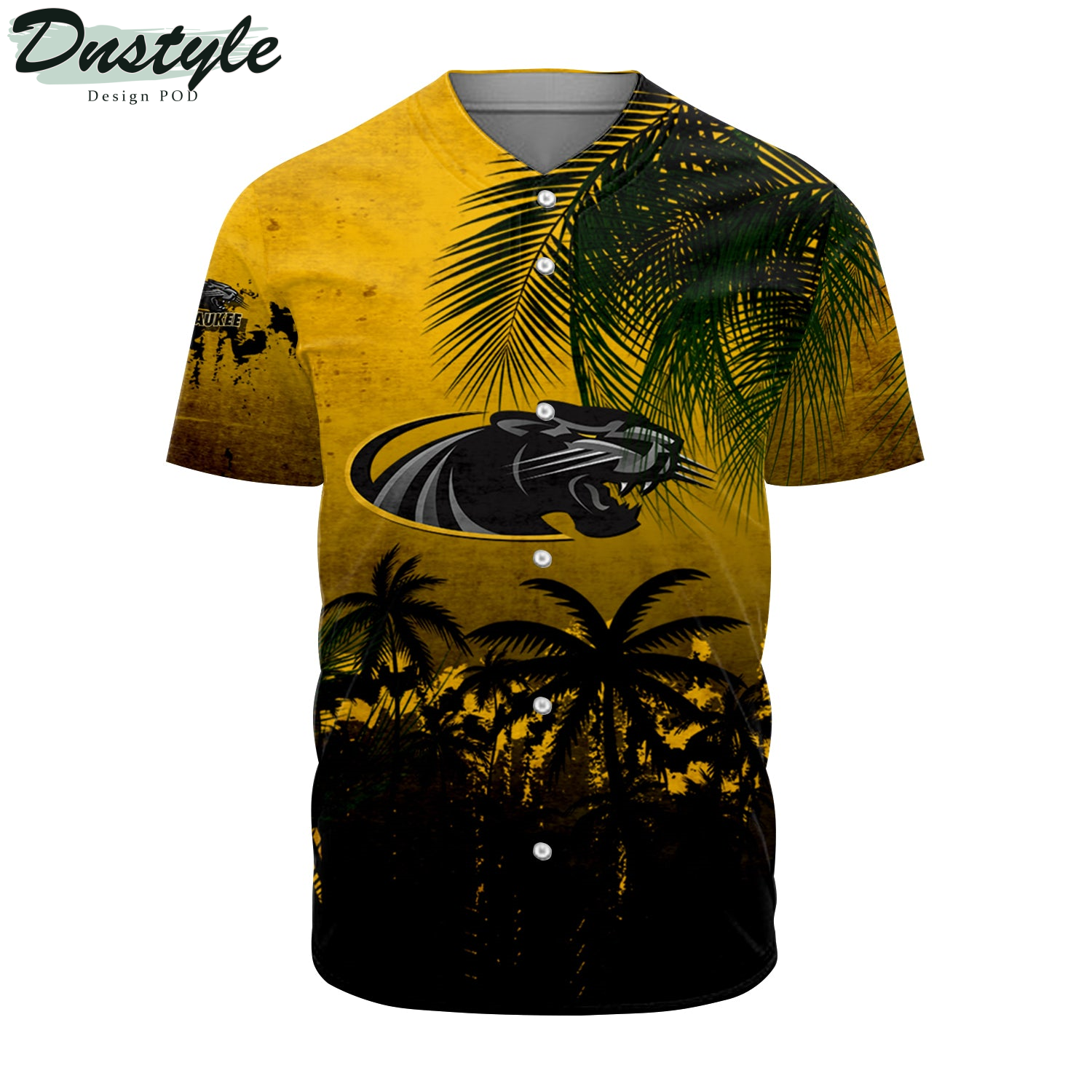 Wisconsin-Milwaukee Panthers Baseball Jersey Coconut Tree Tropical Grunge
