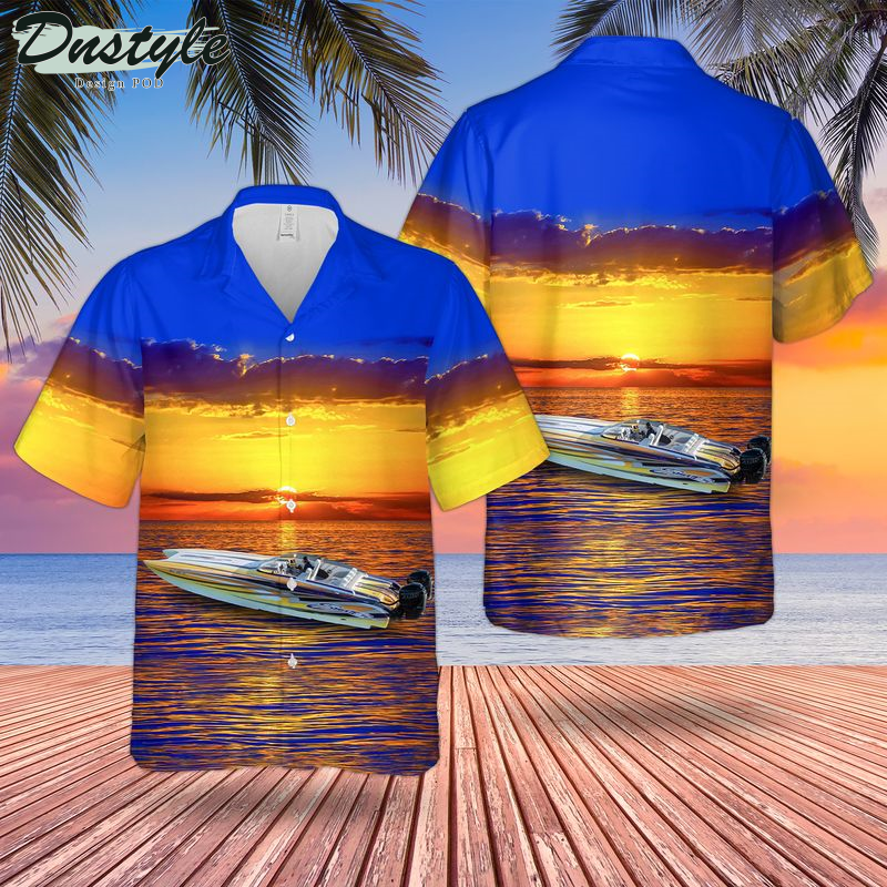 438 Widebody Skater boat Skater Powerboats Hawaiian Shirt