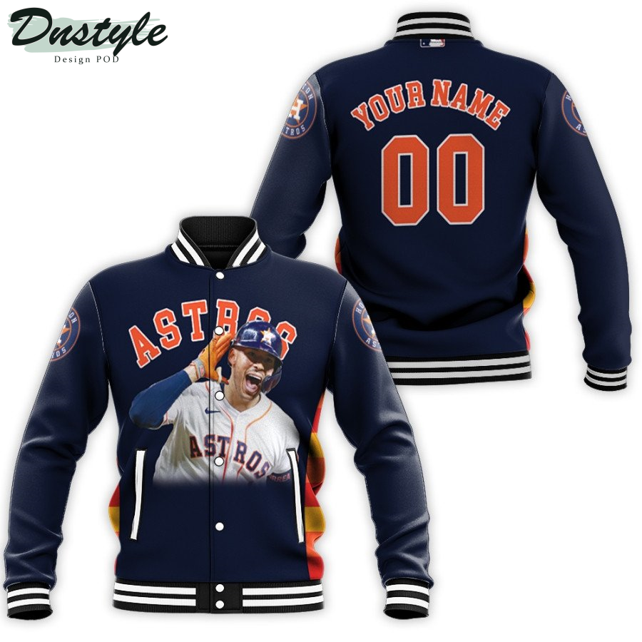 Houston Astros Carlos Correa 1 MLB Great Player 2019 Navy Custom Number Name Baseball Jacket
