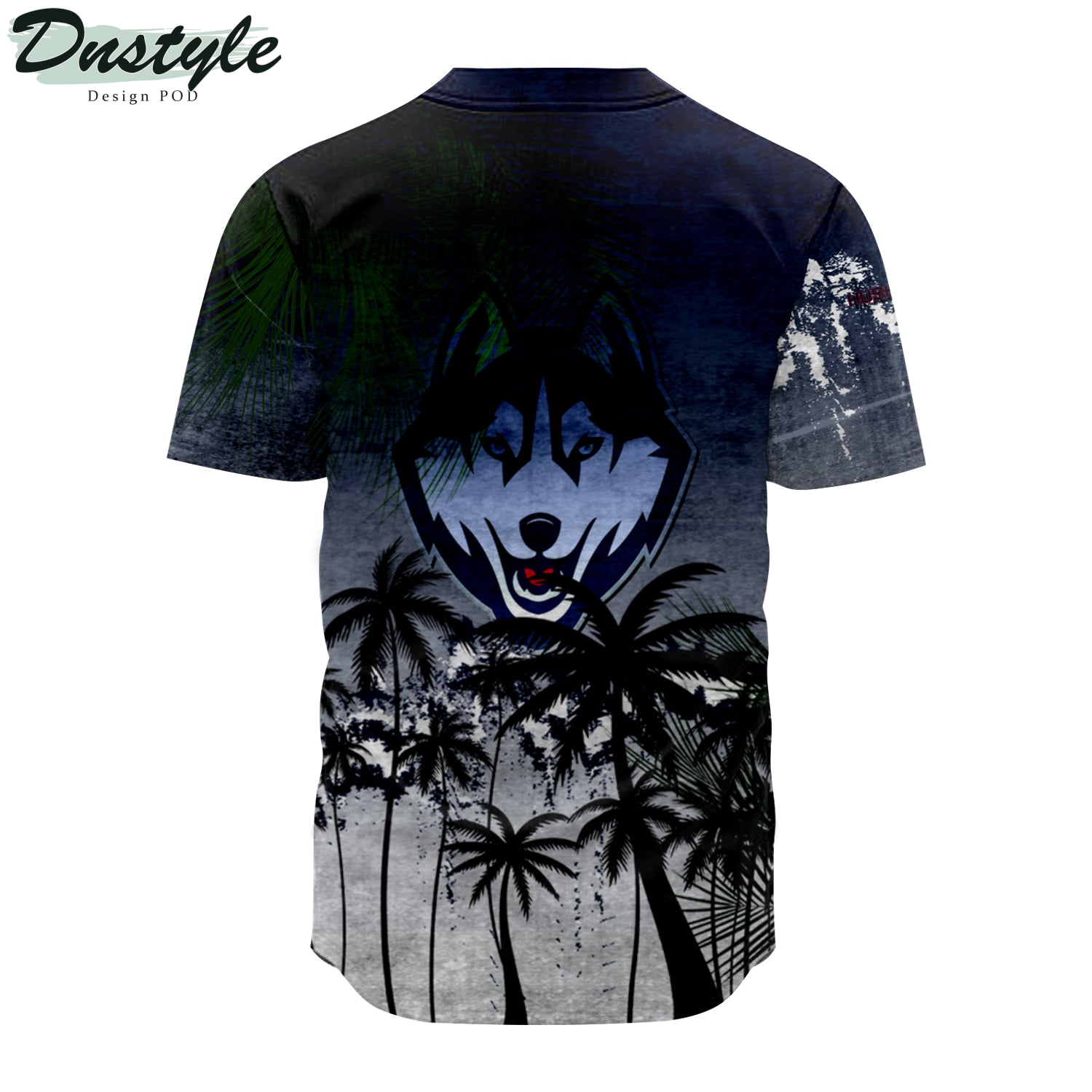 UConn Huskies Baseball Jersey Coconut Tree Tropical Grunge