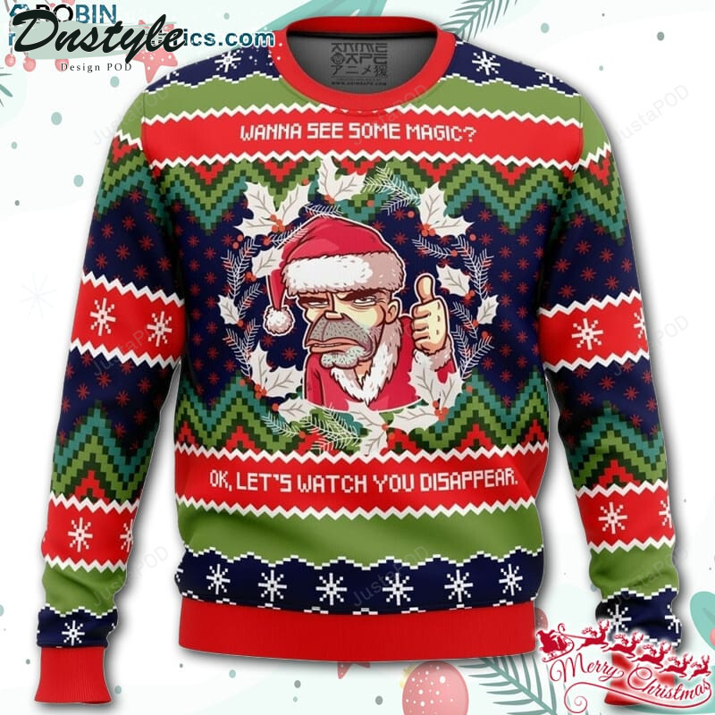Wanna See Some Magic Bad Santa Ugly Christmas Wool Sweater