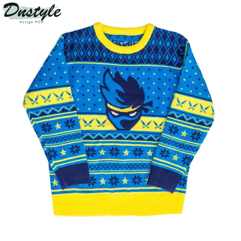 Fortnite Ninja Logo Shurikens Pattern Ugly Christmas Sweater