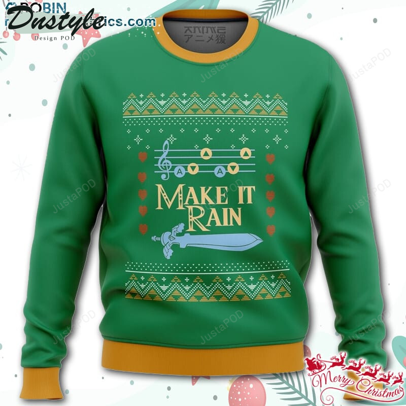 Zelda Make it Rain Ugly Christmas Wool Sweater