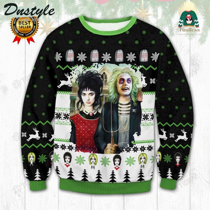 Couple Beetlejuice Classic Halloween 2022 Ugly Christmas Sweater