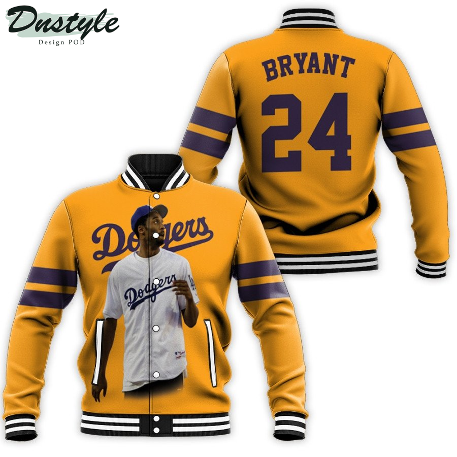Los Angeles Dodgers Kobe Bryant 24 MLB Team 2020 Yellow Jersey Baseball Jacket