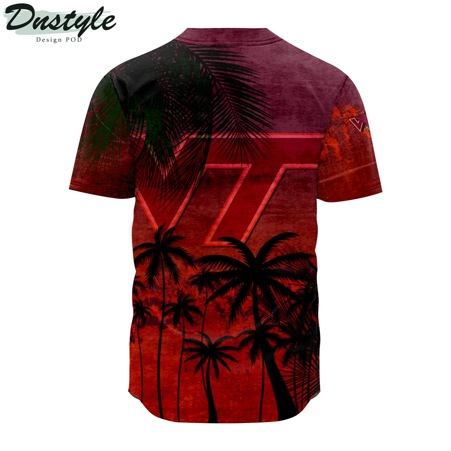 Virginia Tech Hokies Baseball Jersey Coconut Tree Tropical Grunge