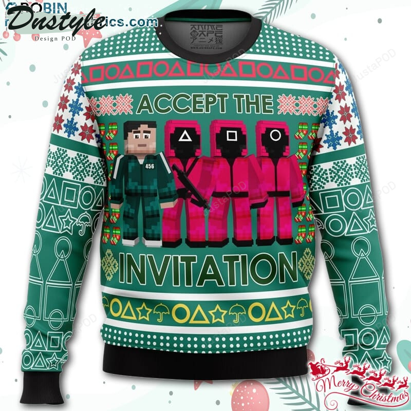 Squid Game Invitation Ugly Christmas Wool Sweater