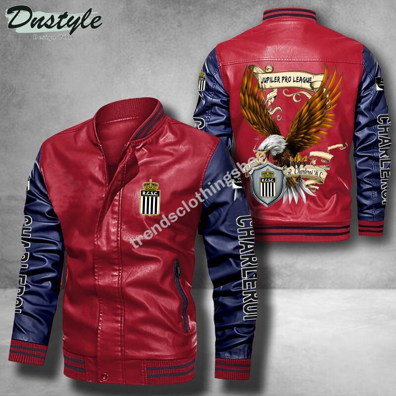 R. Charleroi S.C jupiler pro league eagle leather bomber jacket
