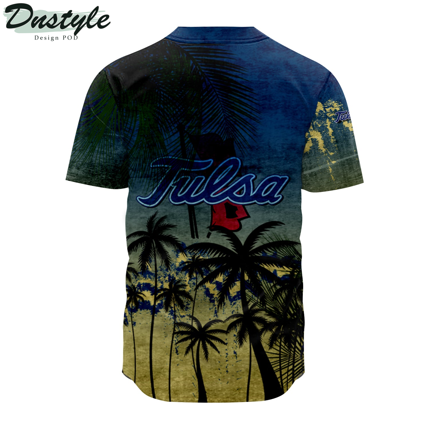 Tulsa Golden Hurricane Baseball Jersey Coconut Tree Tropical Grunge