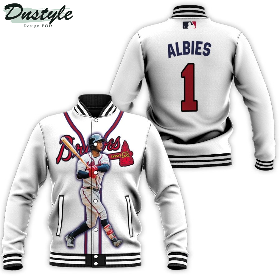 Atlanta Braves Ozzie Albies 1 2020 MLB Best Legends White Baseball Jacket