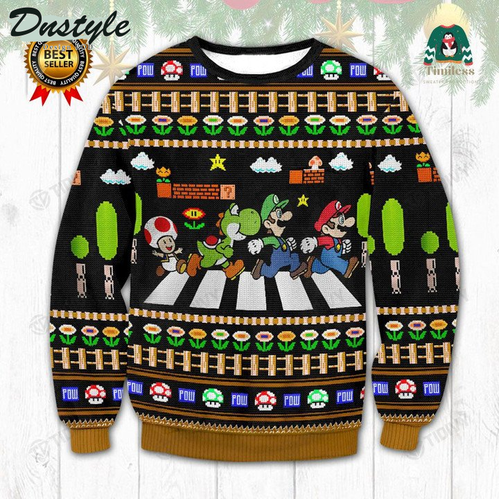 Mario Abbey Road Super Mario Merry Ugly Christmas Sweater
