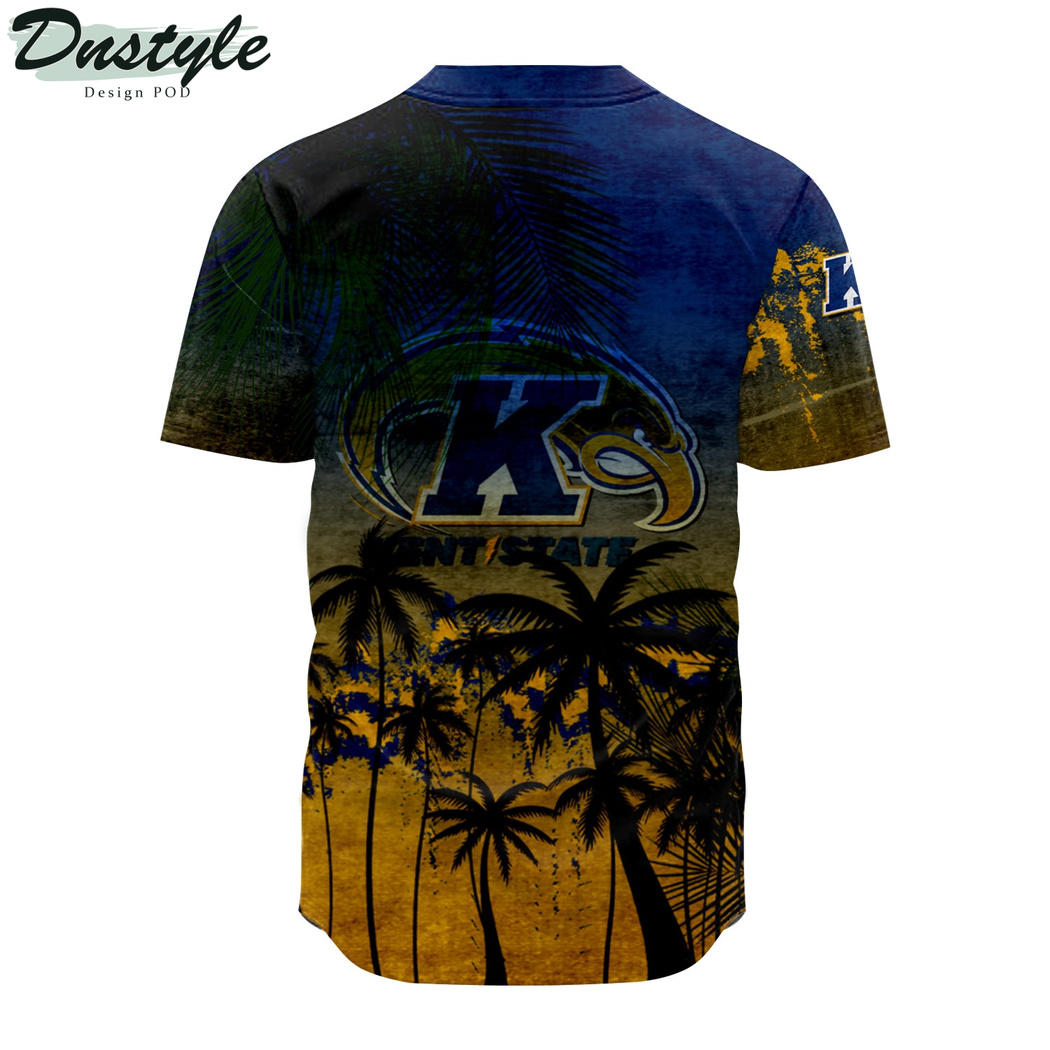 Kent State Golden Flashes Coconut Tree Tropical Grunge Baseball Jersey