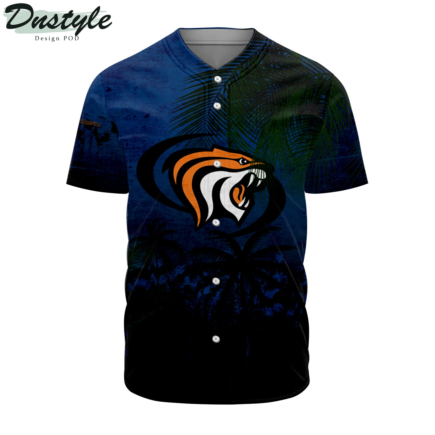 Pacific Tigers Baseball Jersey Coconut Tree Tropical Grunge