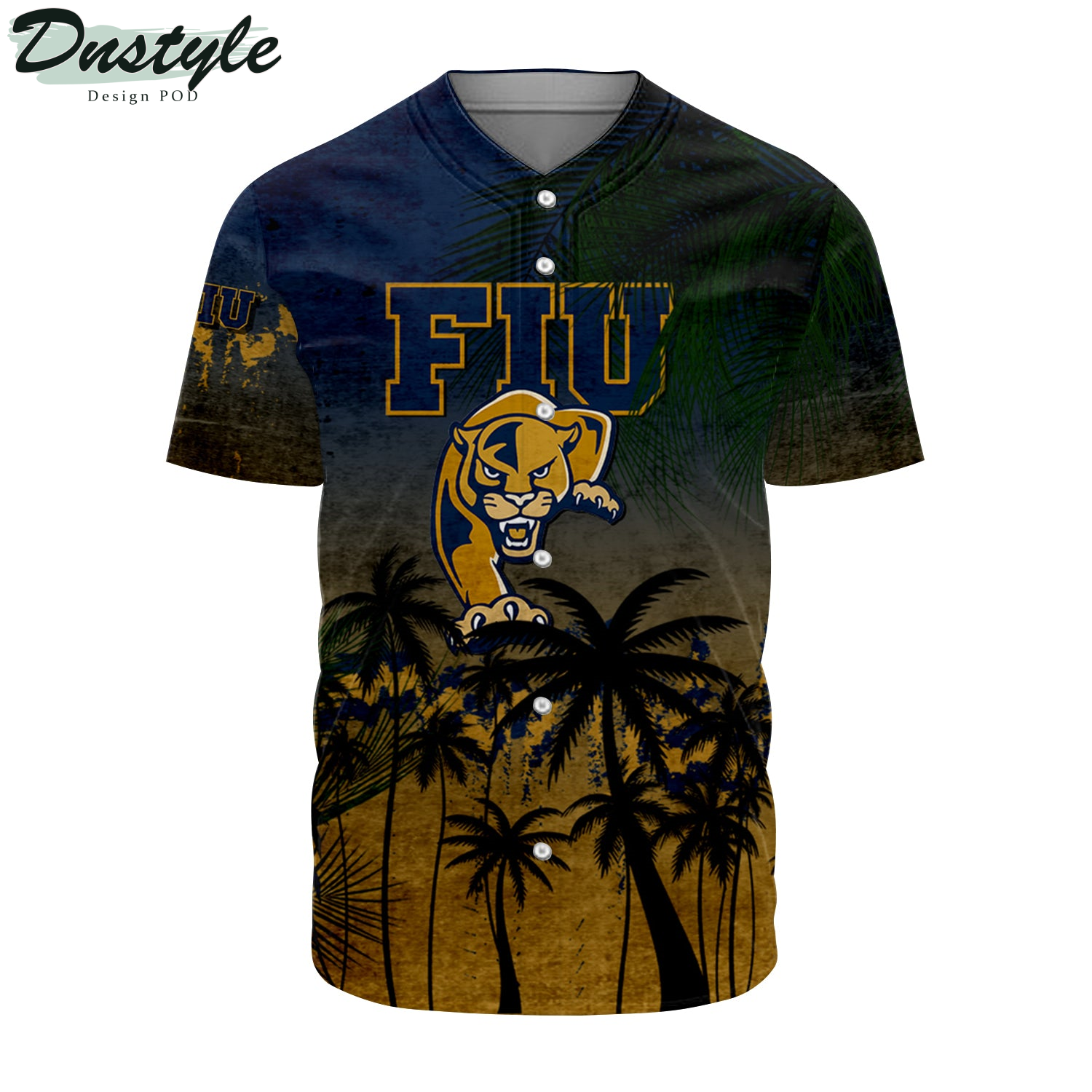 Florida Atlantic Owls Coconut Tree Tropical Grunge Baseball Jersey