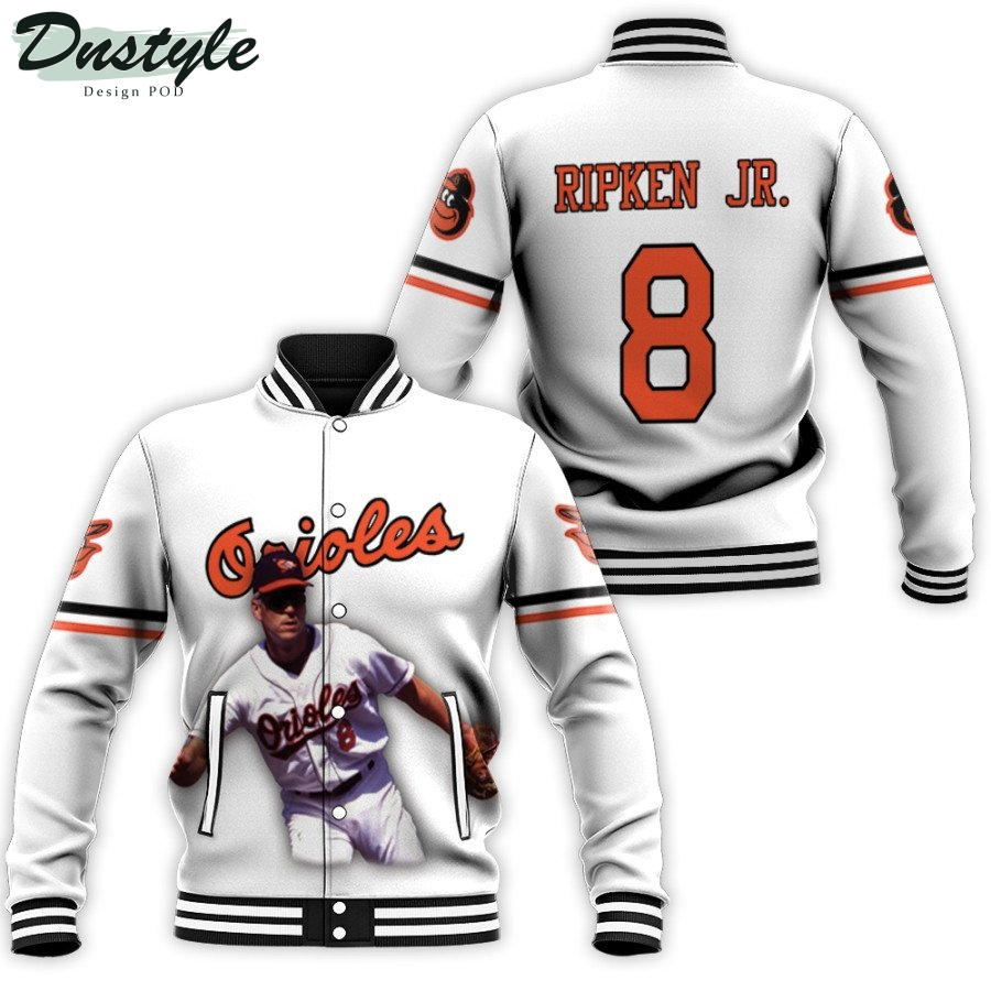 Baltimore Orioles Cal Ripken Jr. 8 MLB Great Player White Baseball Jacket