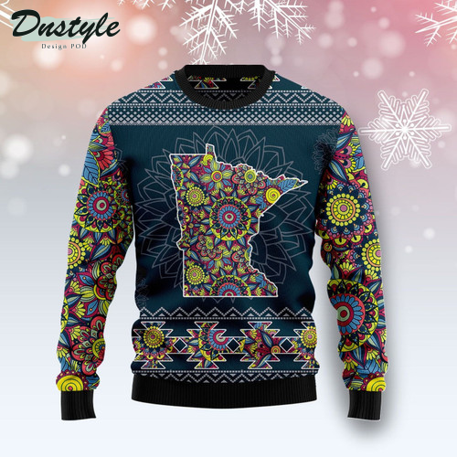 Minnesota Blue Mandala Ugly Christmas Sweater