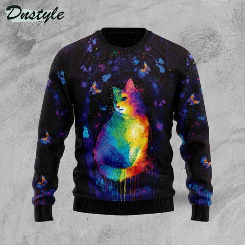 Cat Colorful Ugly Christmas Sweater