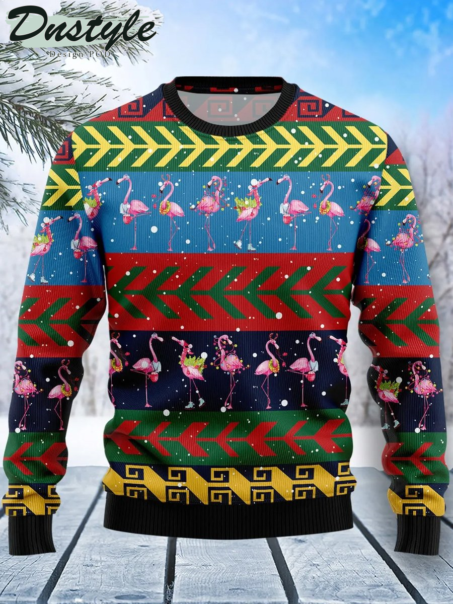 Candy Cane Flamingo Ugly Christmas Sweater