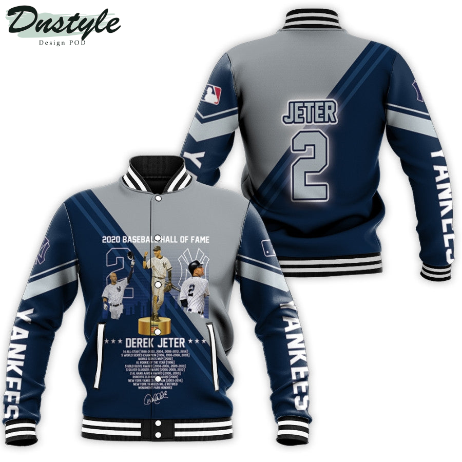 New York Yankees Derek Jeter 2 Signature MLB 2020 Hall Of Fame Baseball Jacket