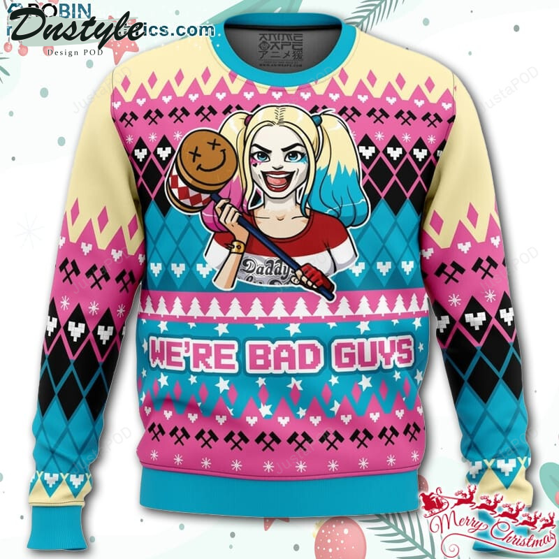 We’re Bad Guys Harley Quinn DC Comics Ugly Christmas Wool Sweater