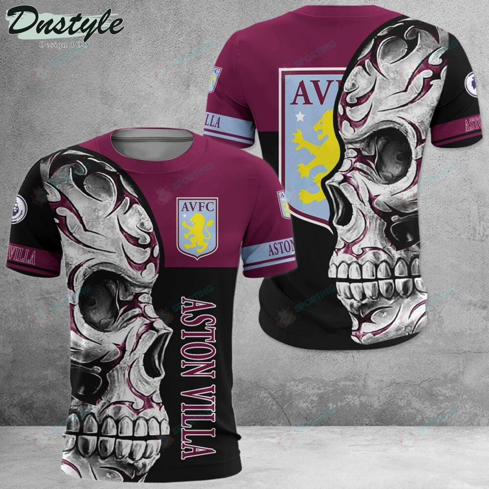 Aston Villa F.C Skull 3d Hoodie Tshirt