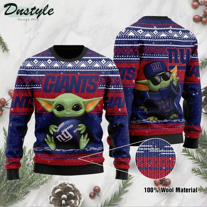 New York Giants Baby Yoda Ugly Sweater