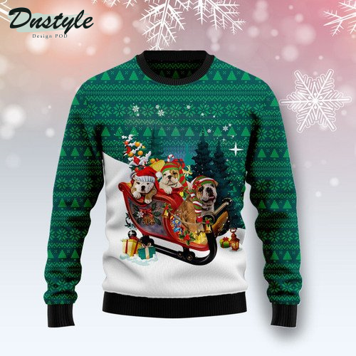 Bulldog Sleigh Ugly Christmas Sweater