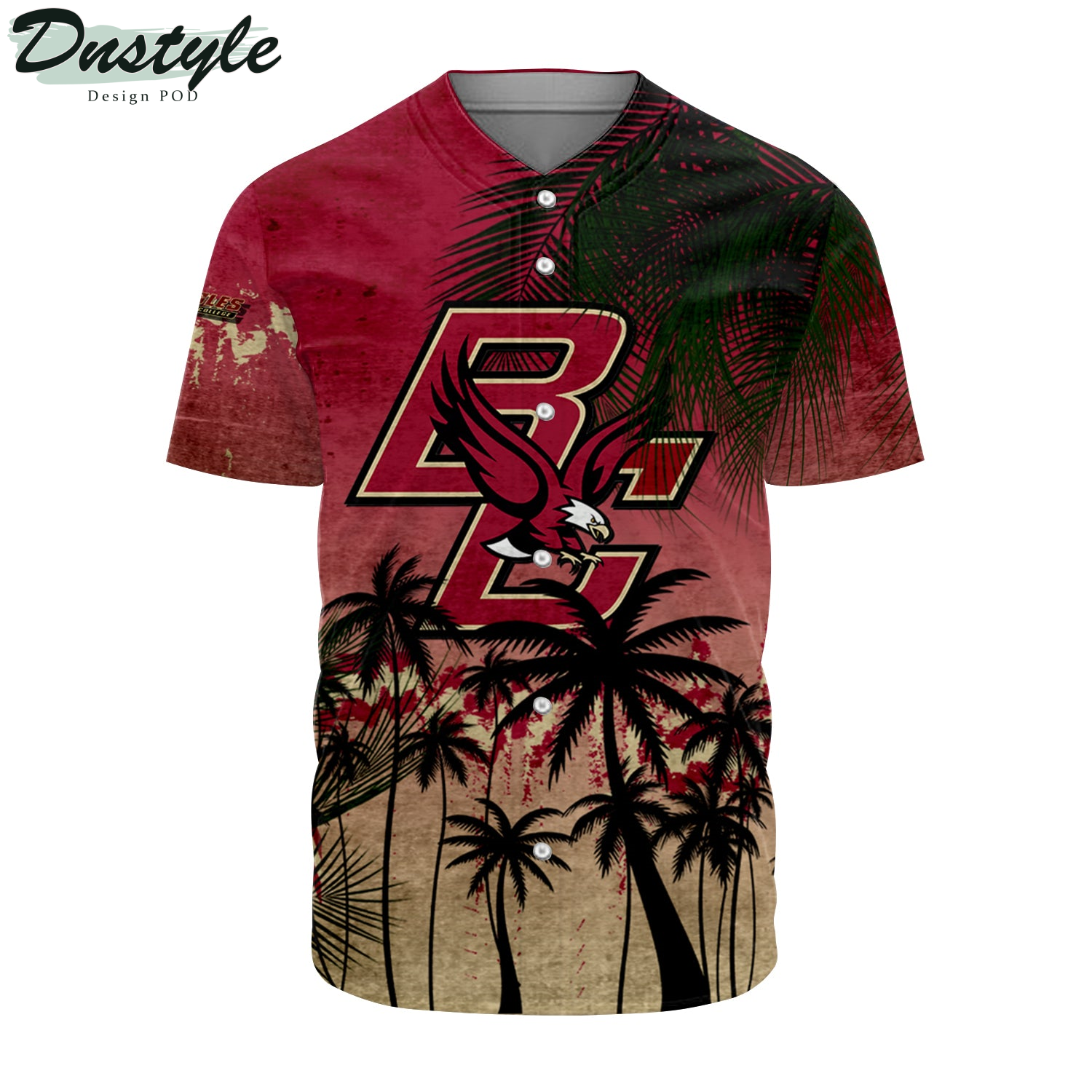 Boston College Eagles Coconut Tree Tropical Grunge Baseball Jersey