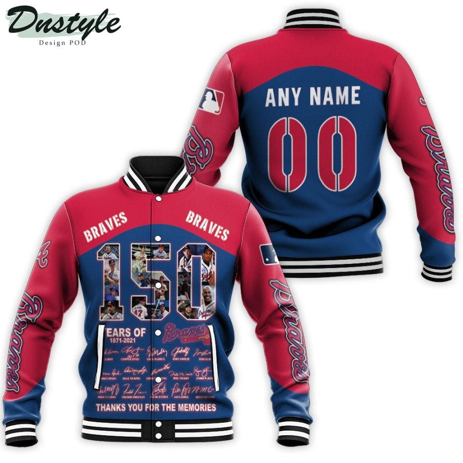 Atlanta Braves 150 Years Of Braves Thank You For The Memories Signatures Custom Name Number Baseball Jacket