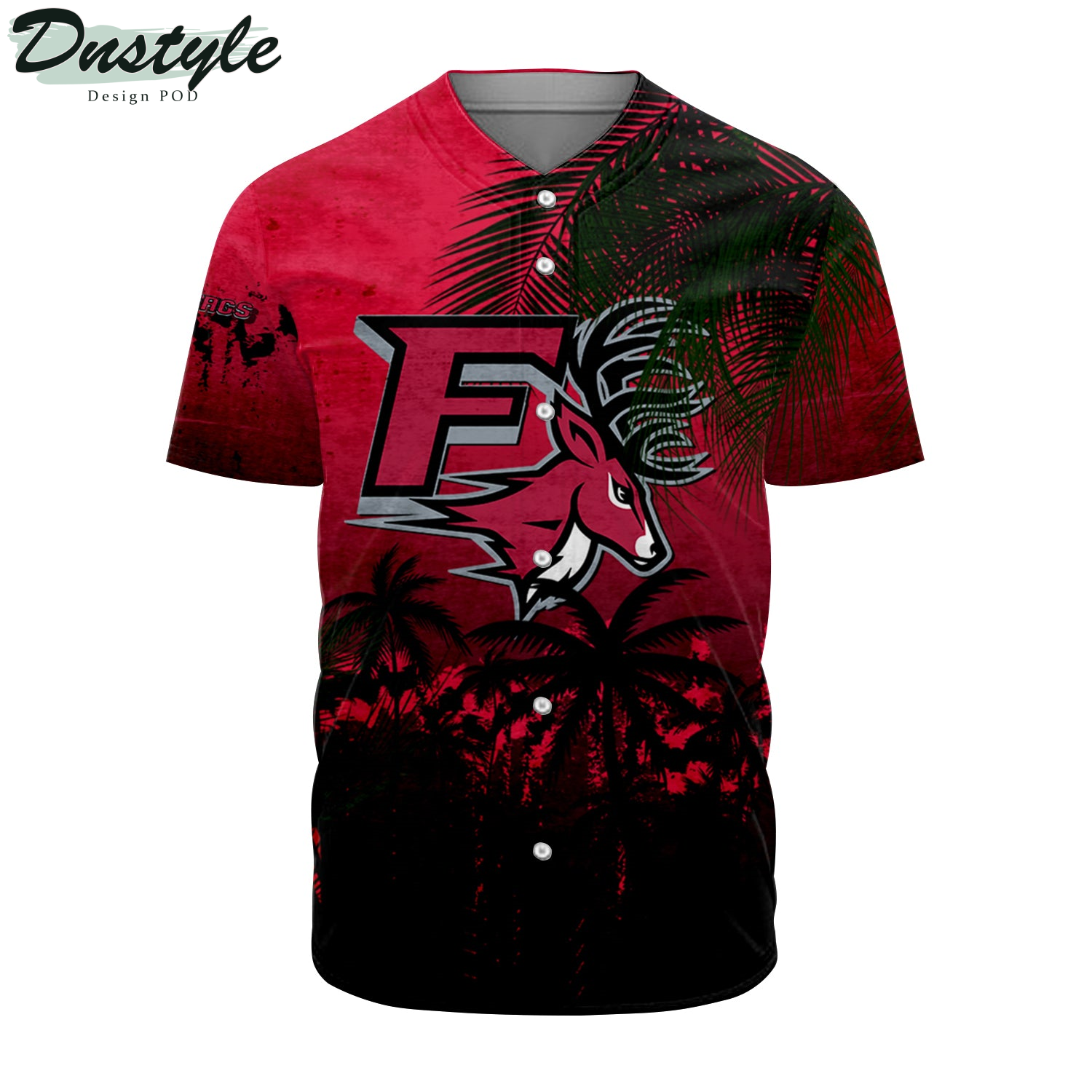 Fairleigh Dickinson Knights Coconut Tree Tropical Grunge Baseball Jersey