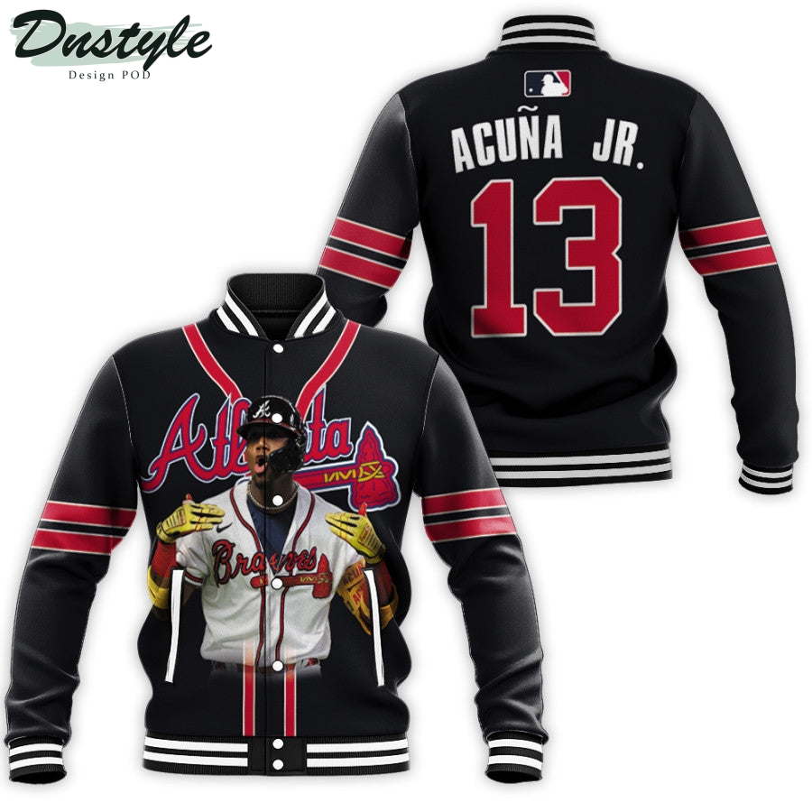 Atlanta Braves Ronald Acuna Jr 13 MLB Great Player 2019 Black Baseball Jacket