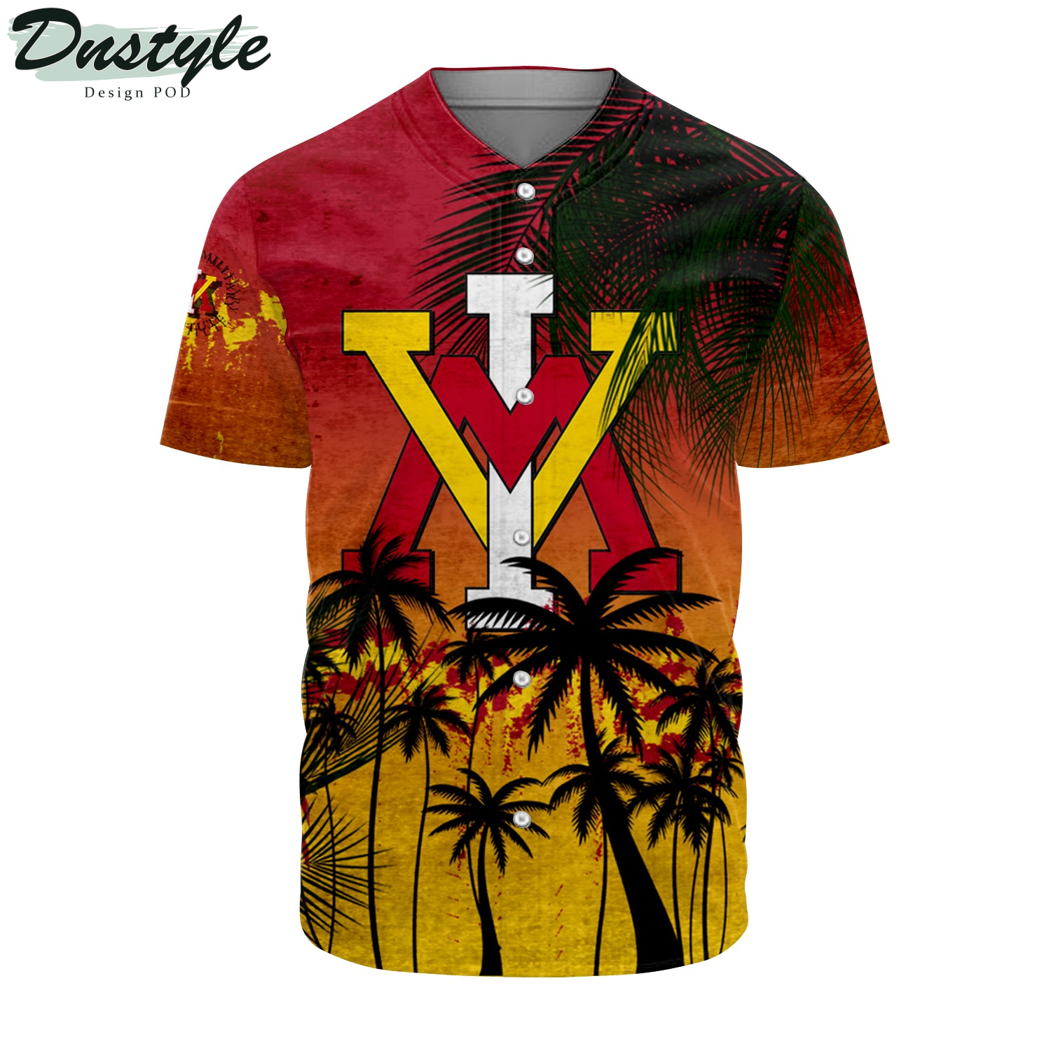 VMI Keydets Baseball Jersey Coconut Tree Tropical Grunge